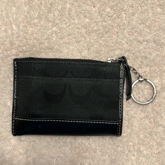 Coach black monogram key chain coin purse wallet - Picture 1 of 6